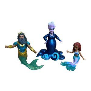 Disney Little Mermaid 2023 Live Action Movie Figurines Set Of 3 Ariel Ursula Kin